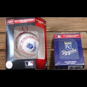 MLB KC Mini Baseball Ornament & Playing Cards set